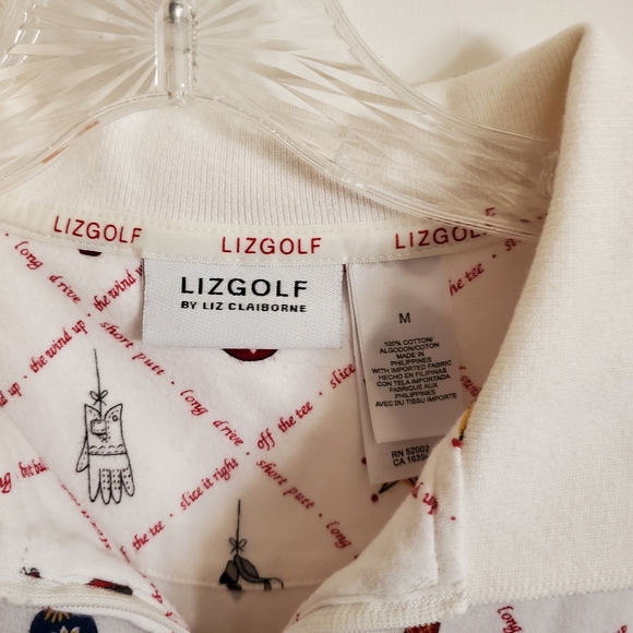 LizGolf Liz Claiborne Women's M 1/4 Zip Short Sleeve Holiday Golf Shirt - Picture 3 of 10